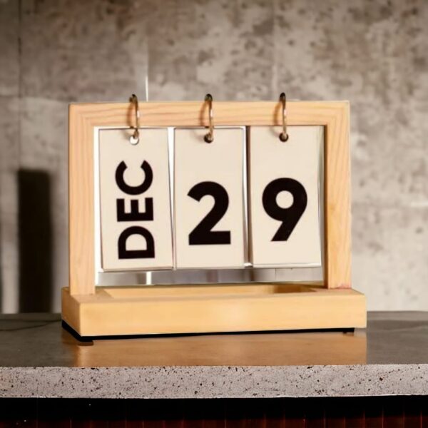 Wood Permanent Desk Calendar - Image 2