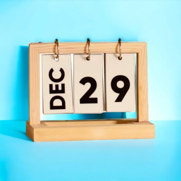 Wood Permanent Desk Calendar