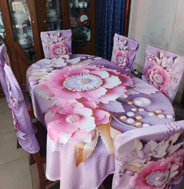 3D Print Table cloth With 6 pcs Chair Cover (1)
