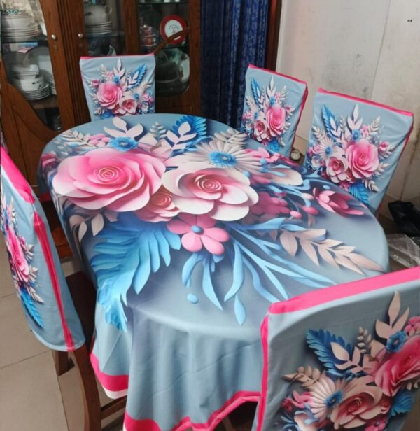 3D Print Table cloth With 6 pcs Chair Cover (2)