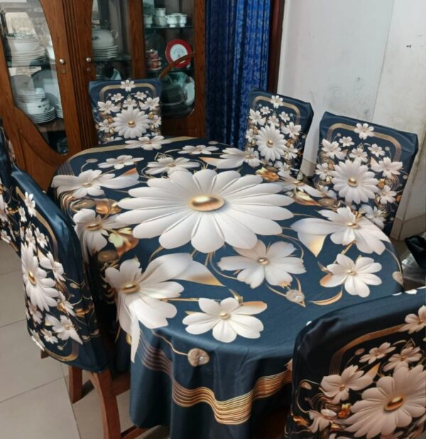 3D Print Table cloth With 6 pcs Chair Cover (3)
